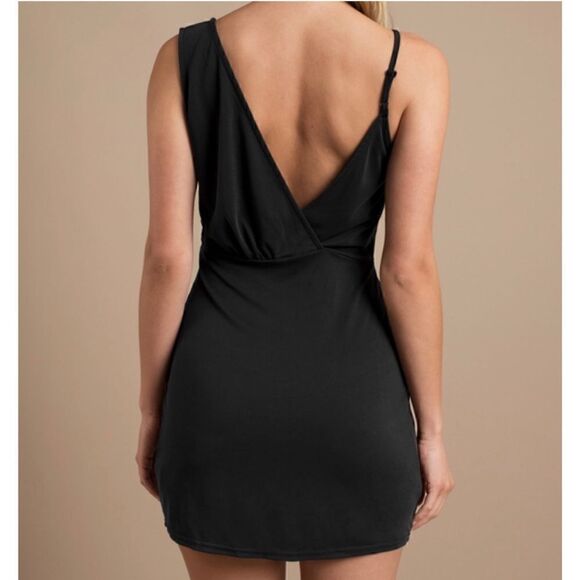 NWT Tobi Queen Elizabeth Asymmetrical Wrap Mini Dress in Black, Size Small - Picture 4 of 16